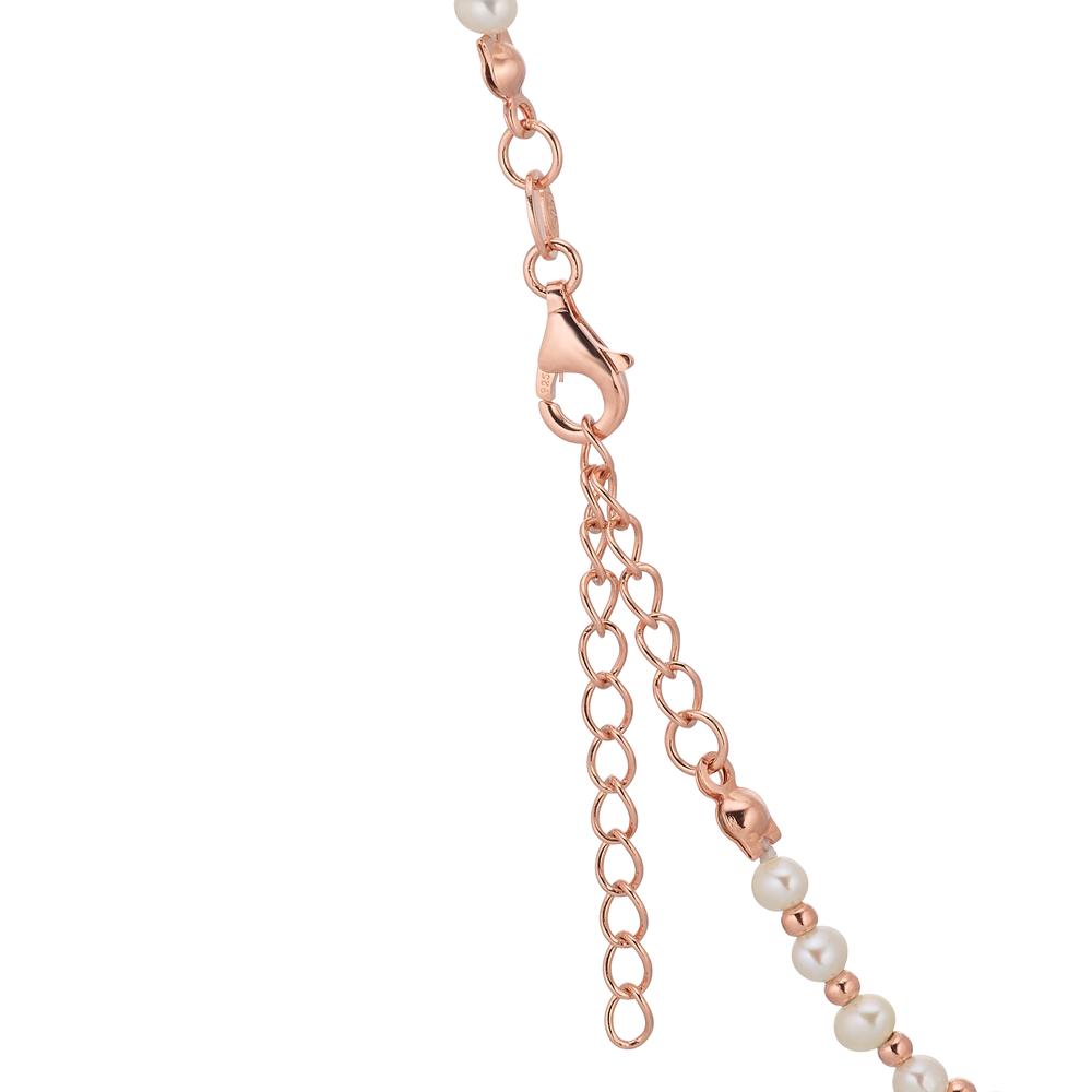 Collier Sølv Zirconia rose forgyldt Ferskvands kulturperle 36-41 cm