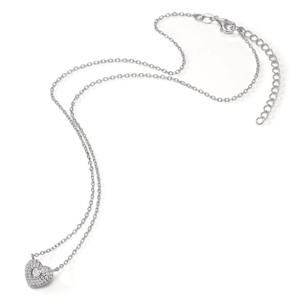 Collier Sølv Zirconia rhodineret Hjerte 38-43 cm Ø10 mm