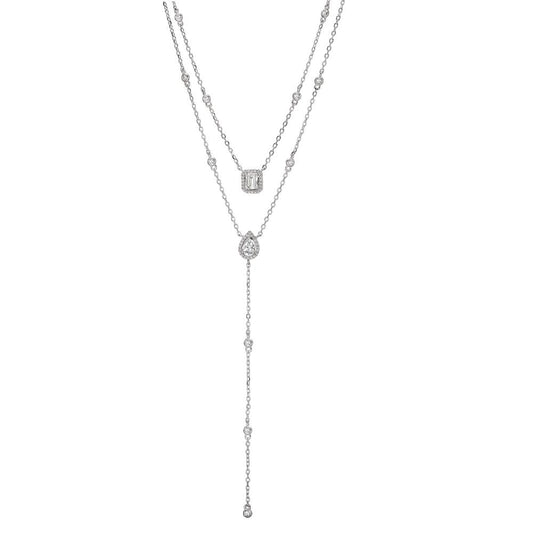 Collier Sølv Zirconia rhodineret 40-45 cm