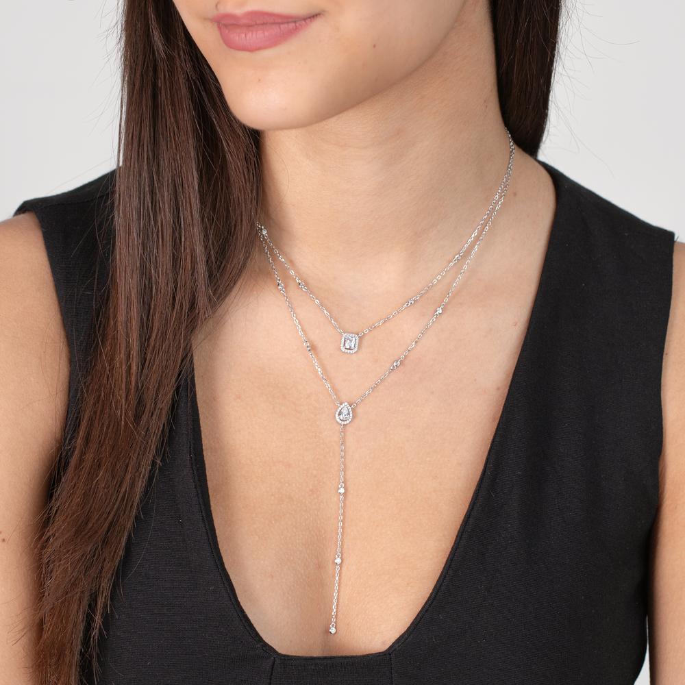 Collier Sølv Zirconia rhodineret 40-45 cm