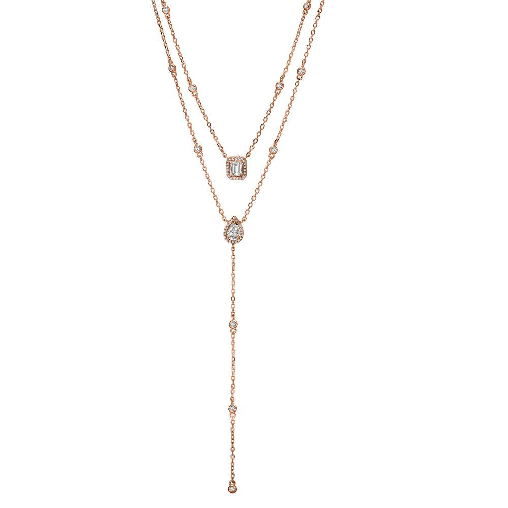 Collier Sølv Zirconia rose forgyldt 40-45 cm