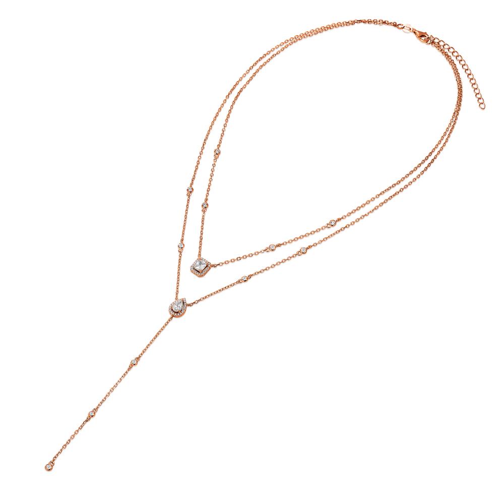 Collier Sølv Zirconia rose forgyldt 40-45 cm