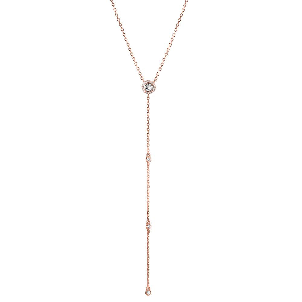 Collier Sølv Zirconia rose forgyldt 40-45 cm