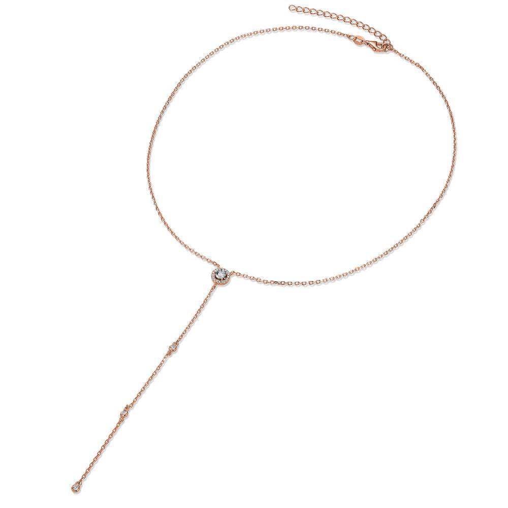 Collier Sølv Zirconia rose forgyldt 40-45 cm