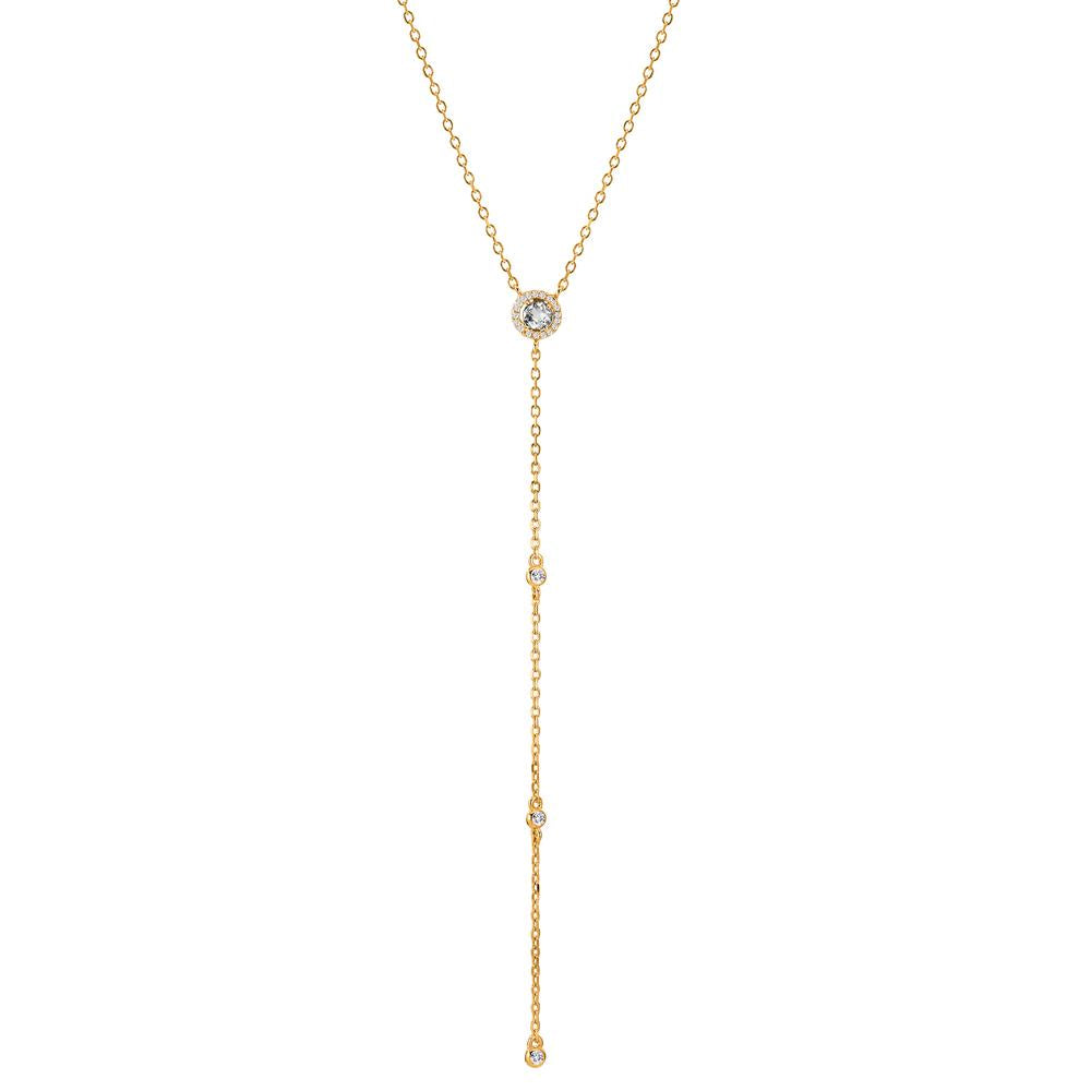 Collier Sølv Zirconia gul forgyldt 40-45 cm