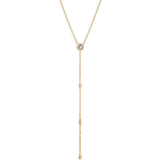 Collier Sølv Zirconia gul forgyldt 40-45 cm