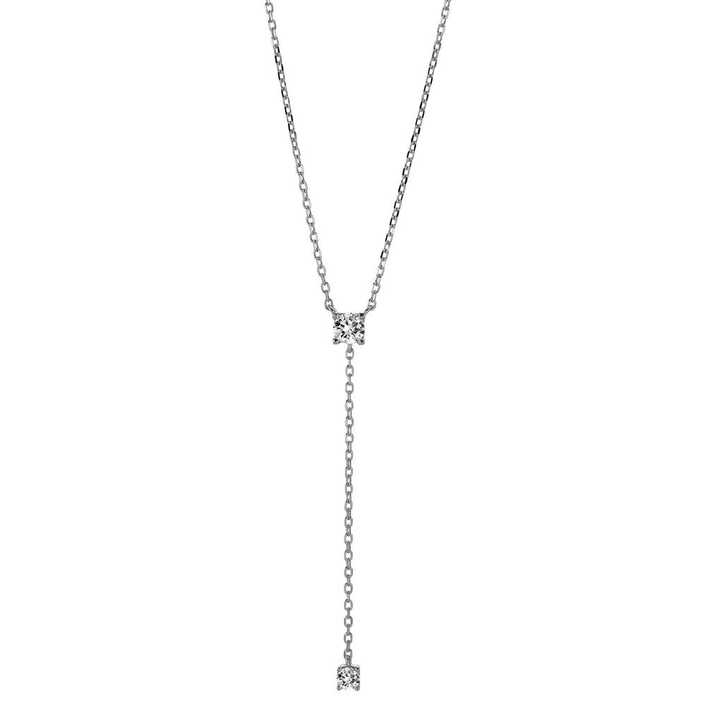 Collier Sølv Zirconia 2 Sten rhodineret 40-45 cm