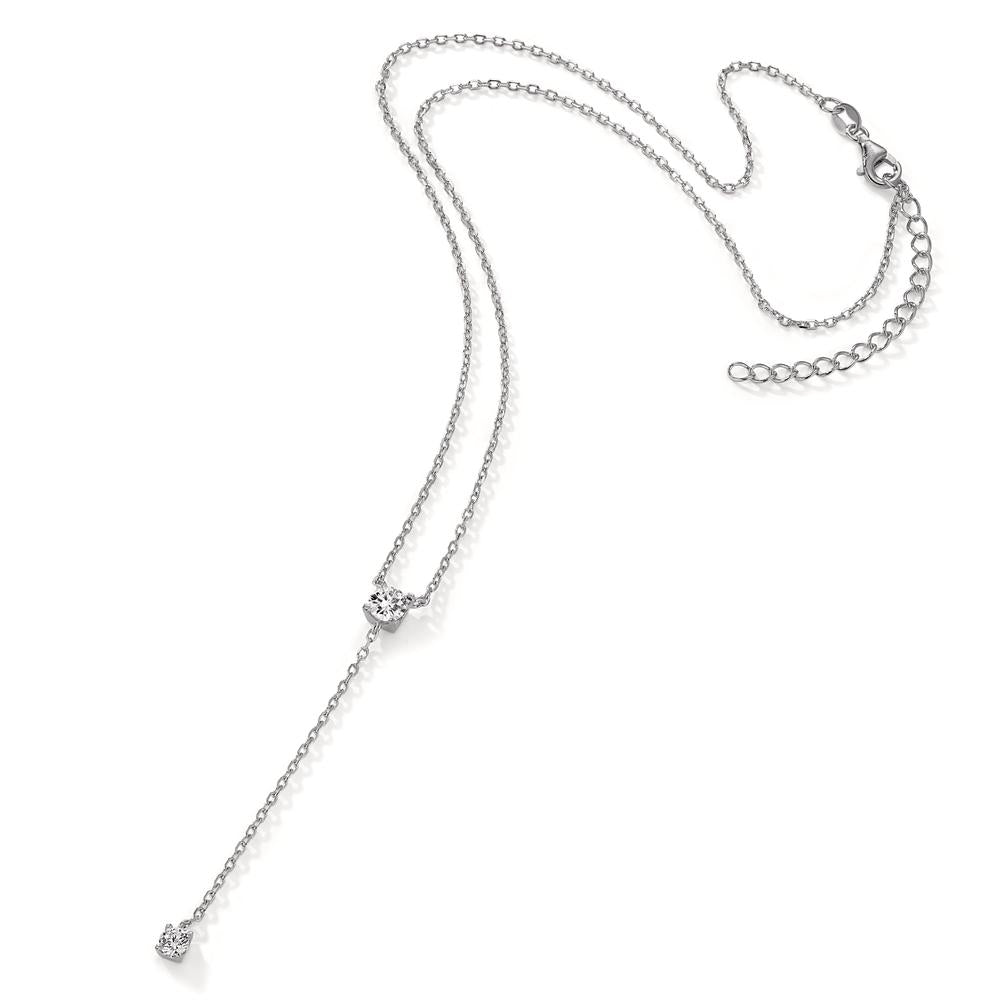 Collier Sølv Zirconia 2 Sten rhodineret 40-45 cm