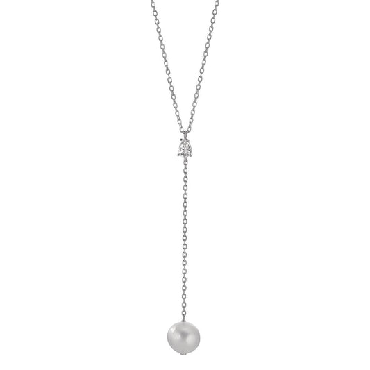 Collier Sølv Zirconia rhodineret Ferskvands kulturperle 40-45 cm