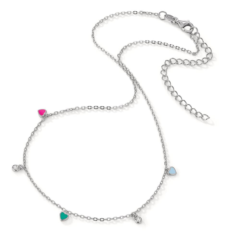 Collier Sølv Zirconia 2 Sten rhodineret sommerfugl 34-41 cm