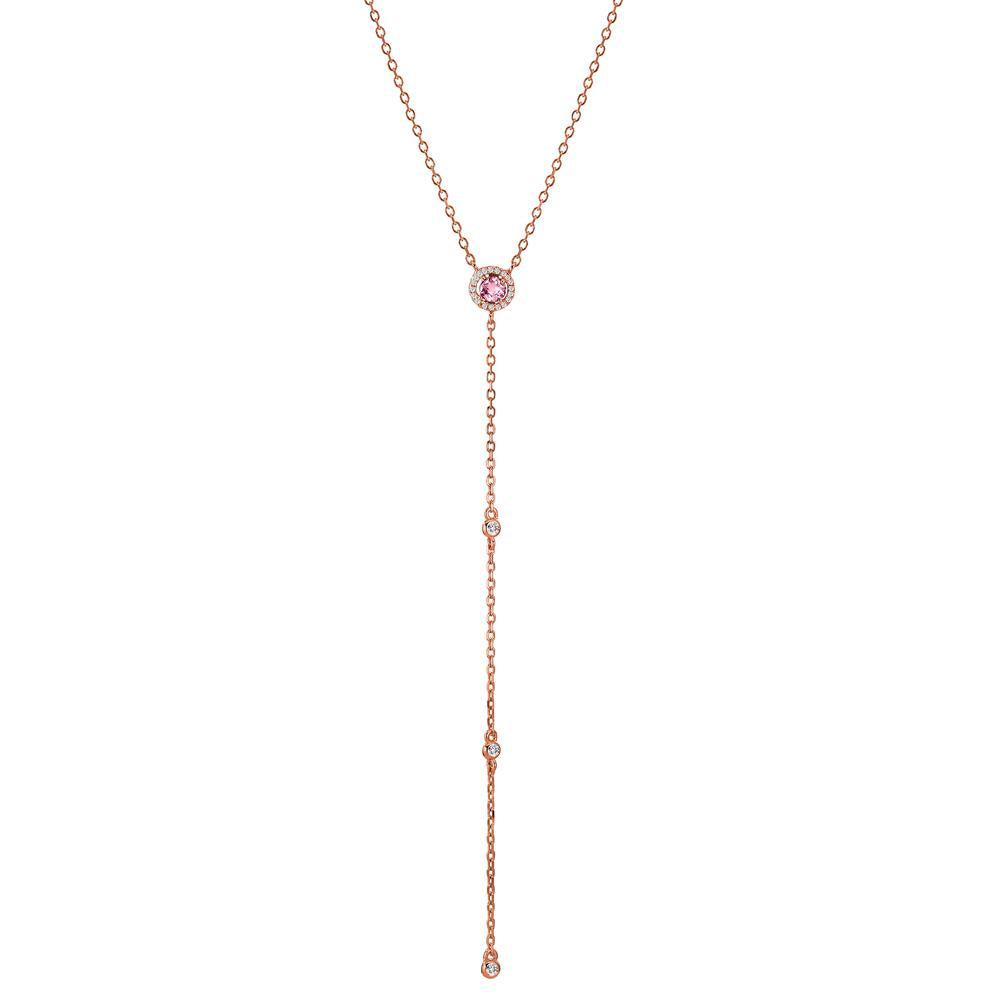 Collier Sølv Zirconia rose forgyldt 40-45 cm