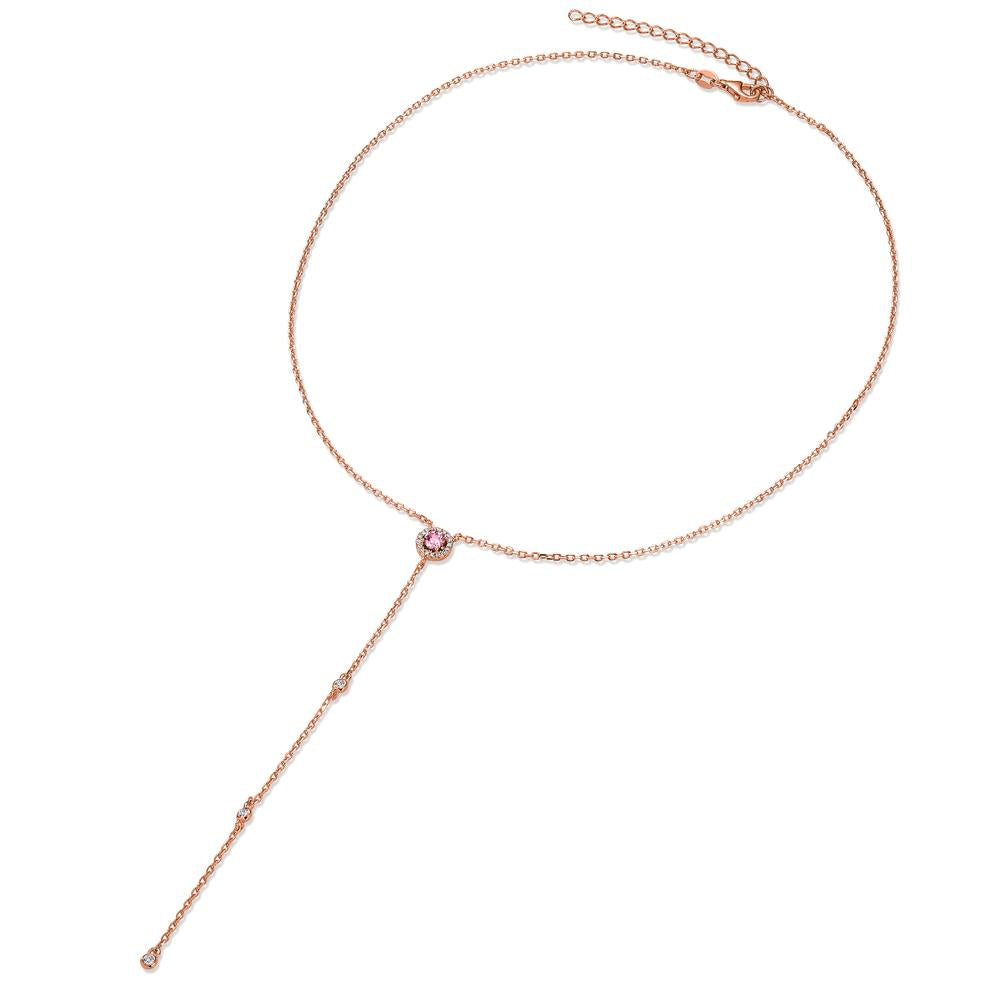 Collier Sølv Zirconia rose forgyldt 40-45 cm