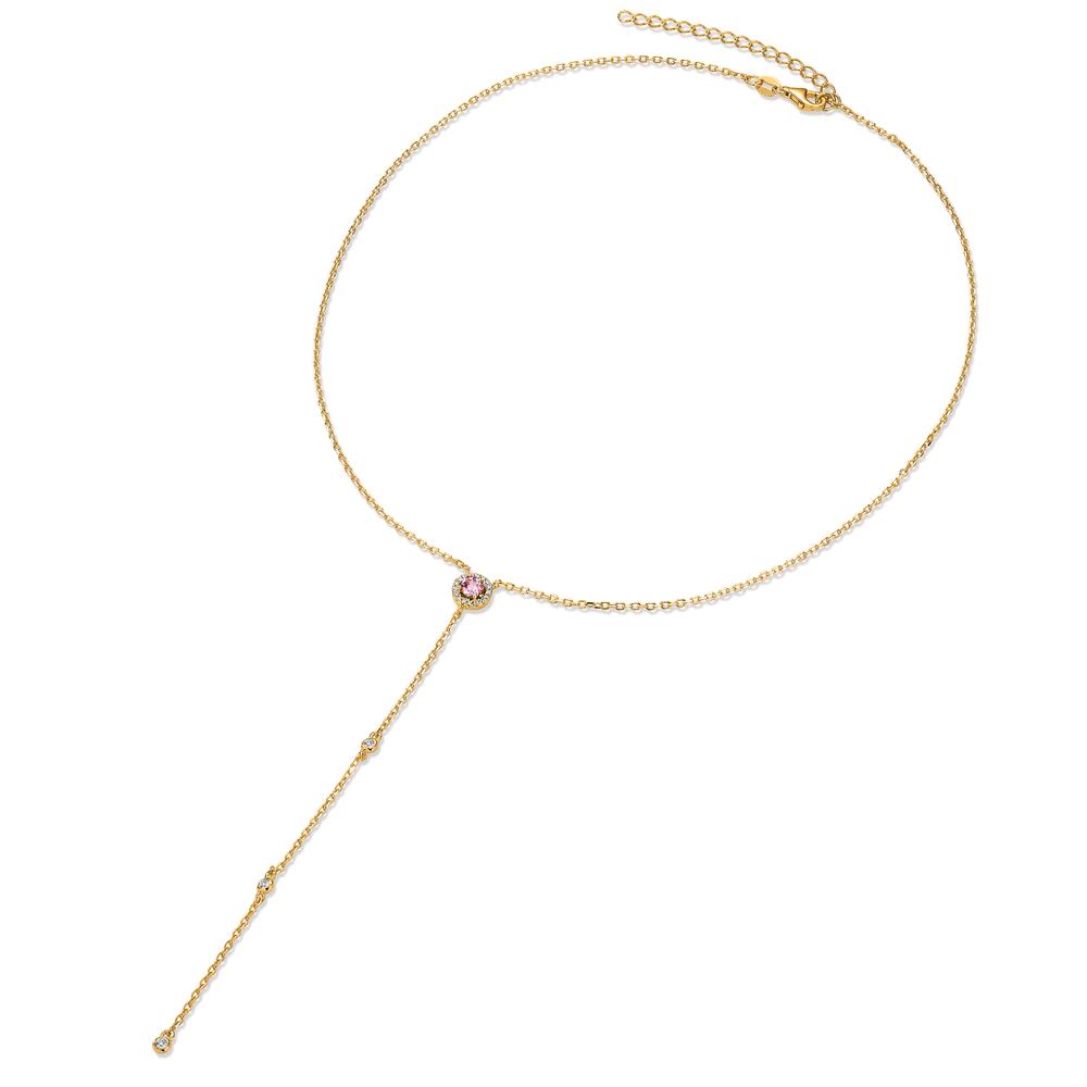 Collier Sølv Zirconia gul forgyldt 40-45 cm