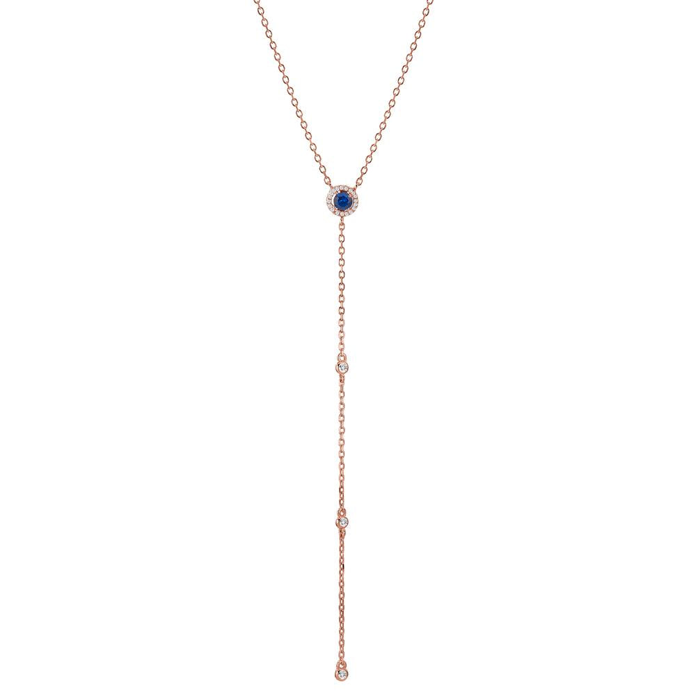 Collier Sølv Zirconia rose forgyldt 40-45 cm