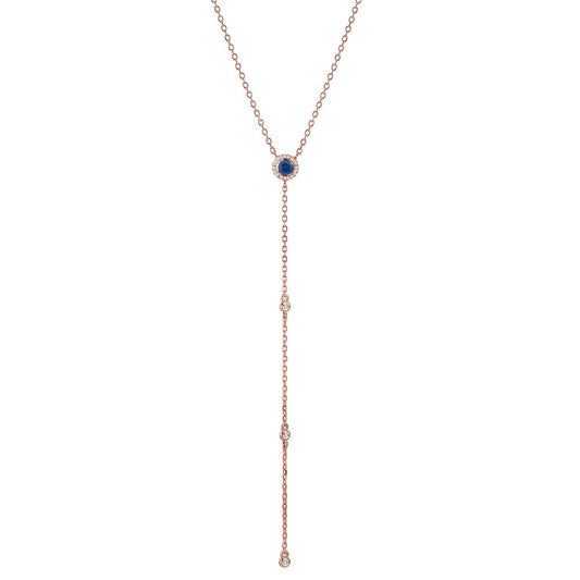 Collier Sølv Zirconia rose forgyldt 40-45 cm