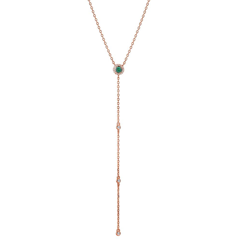 Collier Sølv Zirconia rose forgyldt 40-45 cm