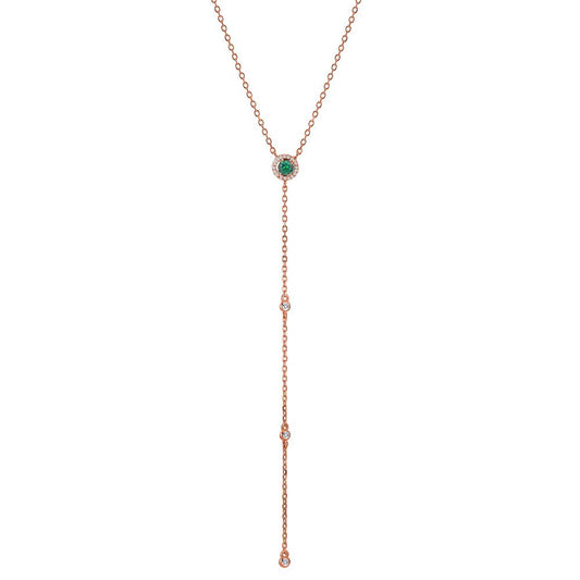 Collier Sølv Zirconia rose forgyldt 40-45 cm