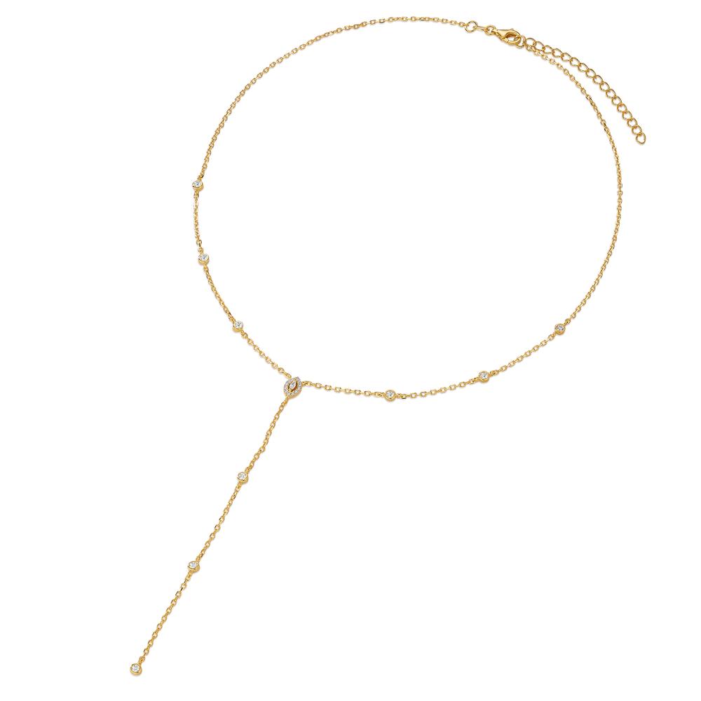 Collier Sølv Zirconia gul forgyldt 40-45 cm