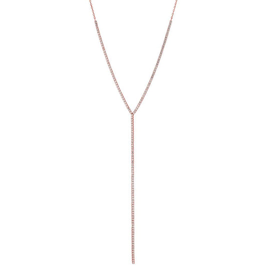 Collier Sølv Zirconia rose forgyldt 38-43 cm