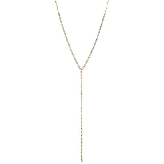 Collier Sølv Zirconia gul forgyldt 38-43 cm