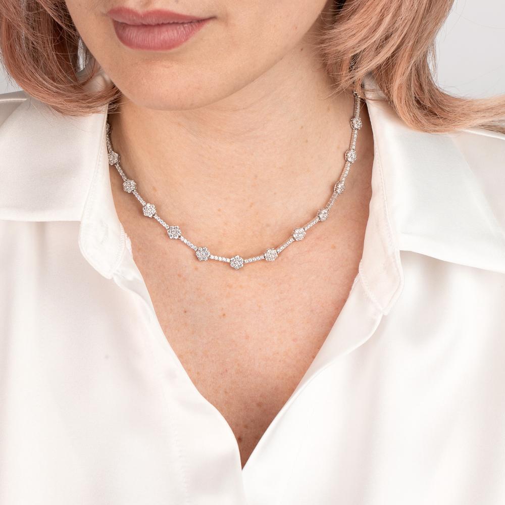 Collier Sølv Zirconia rhodineret 40-45 cm