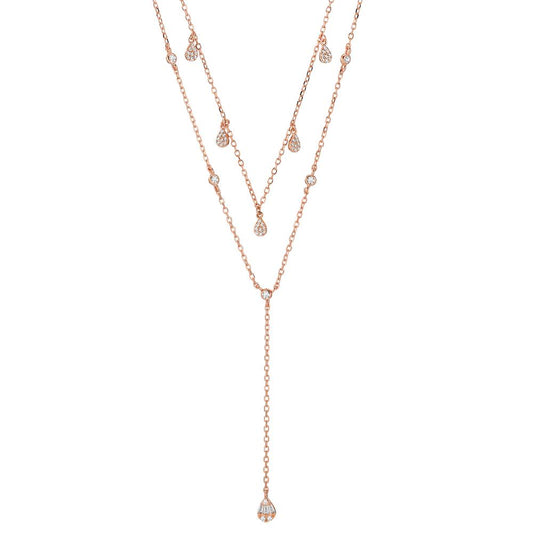 Collier Sølv Zirconia rose forgyldt 40-45 cm