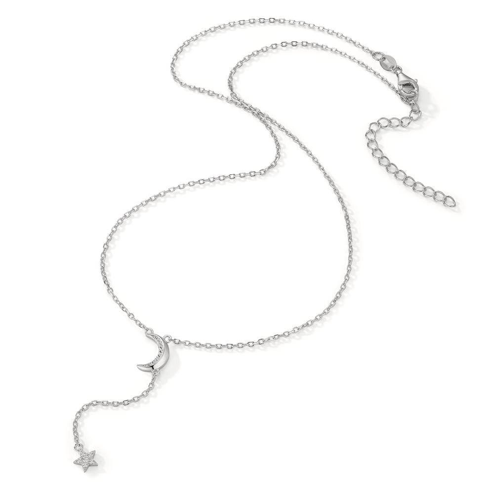 Collier Sølv Zirconia rhodineret måne 40-45 cm