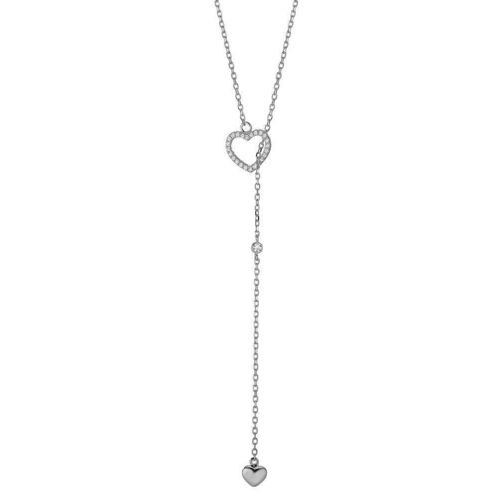 Collier Sølv Zirconia rhodineret Hjerte 40-45 cm