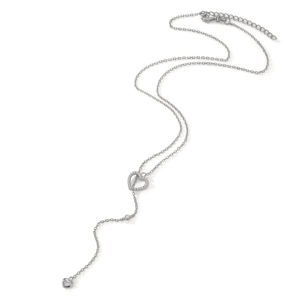 Collier Sølv Zirconia rhodineret Hjerte 40-45 cm