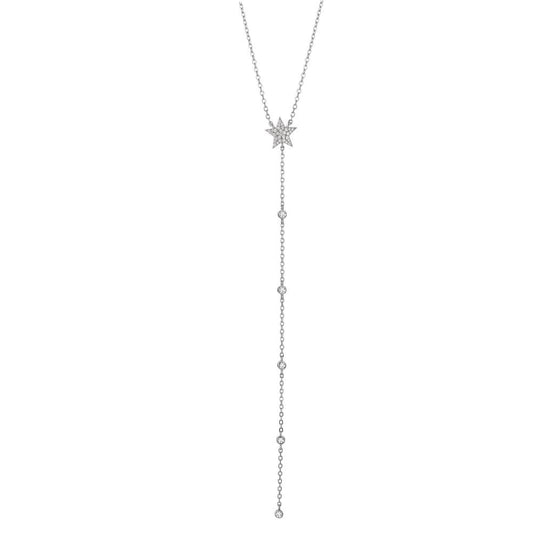 Collier Sølv Zirconia rhodineret stjerne 40-45 cm