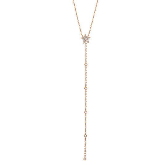 Collier Sølv Zirconia rose forgyldt stjerne 41-46 cm