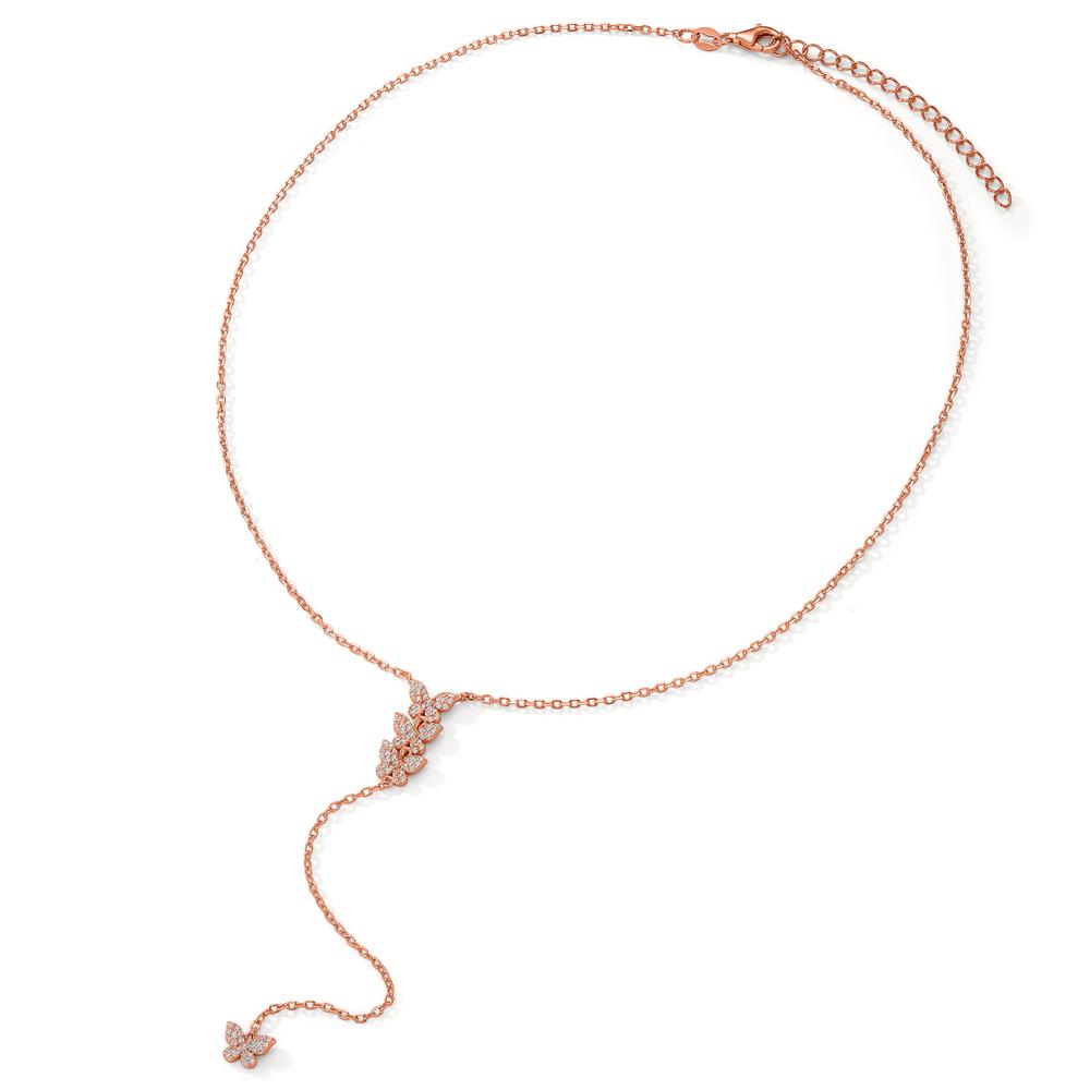 Collier Sølv Zirconia rose forgyldt sommerfugl 40-45 cm