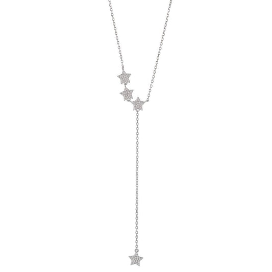 Collier Sølv Zirconia rhodineret stjerne 40-45 cm