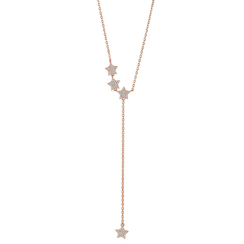 Collier Sølv Zirconia rose forgyldt stjerne 40-45 cm