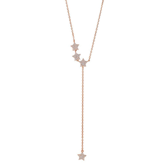 Collier Sølv Zirconia rose forgyldt stjerne 40-45 cm