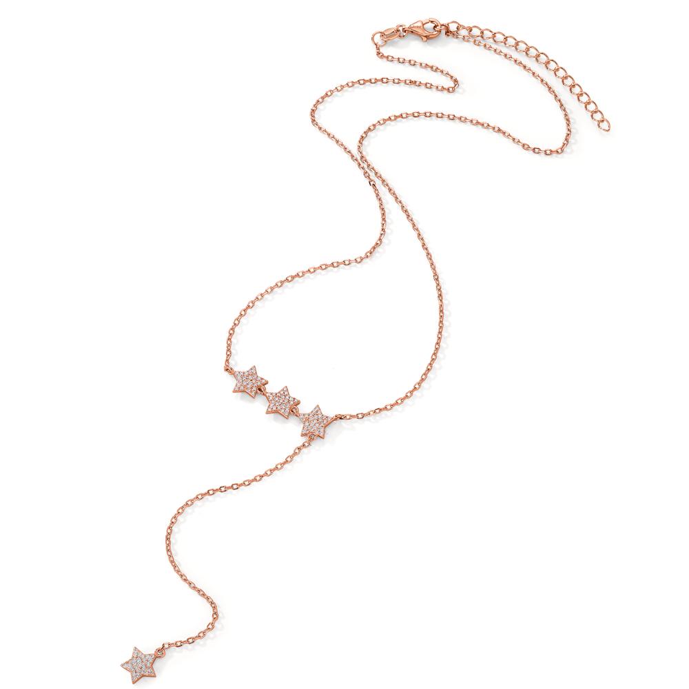 Collier Sølv Zirconia rose forgyldt stjerne 40-45 cm