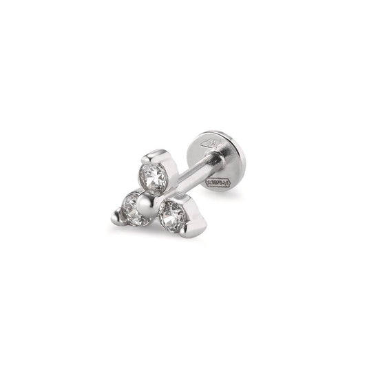 Piercing 750/18K hvidguld Zirconia 3 Sten Ø5.2 mm