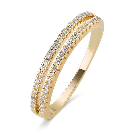 Fingerring Bronze Zirconia gul forgyldt