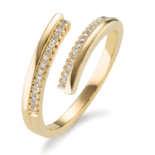 Fingerring Bronze Zirconia 30 Sten gul forgyldt