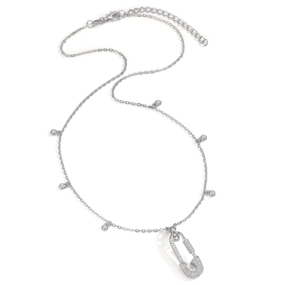 Collier Sølv Zirconia rhodineret Sikkerhedsnål 40-45 cm