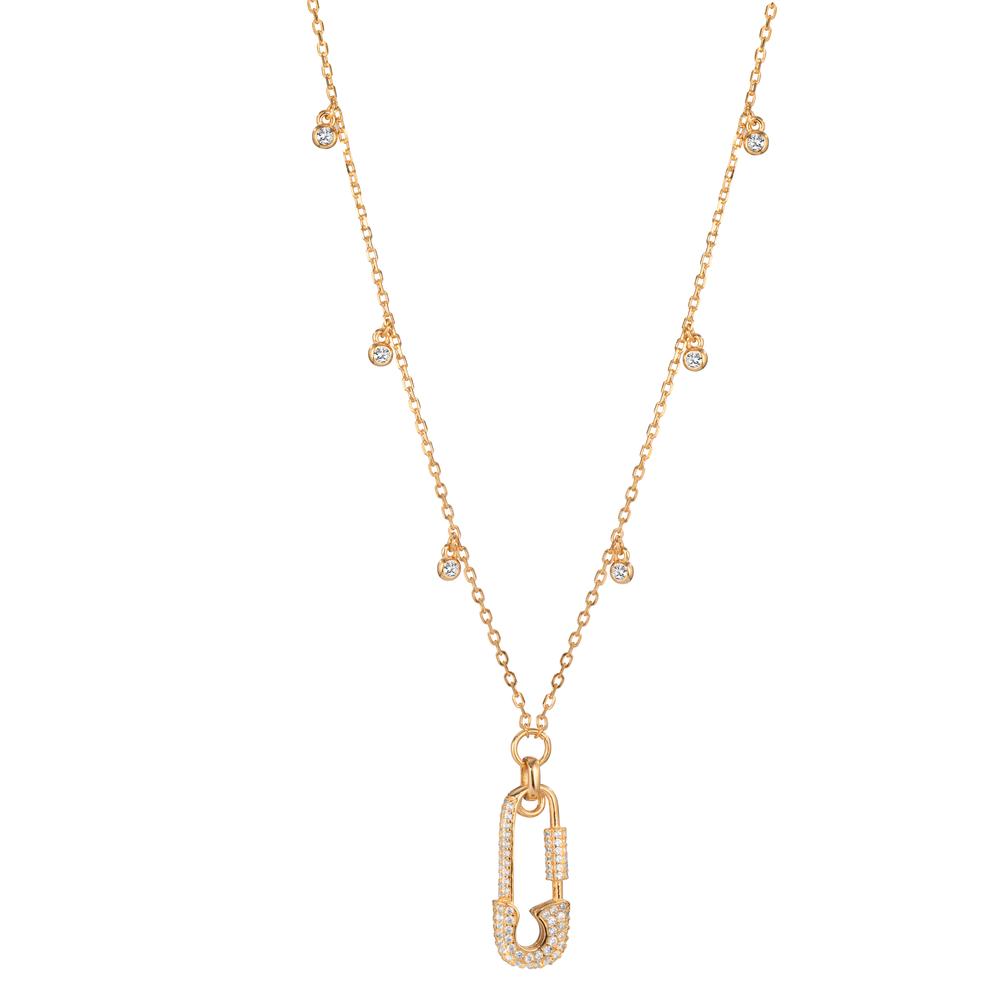 Collier Sølv Zirconia gul forgyldt Sikkerhedsnål 40-45 cm