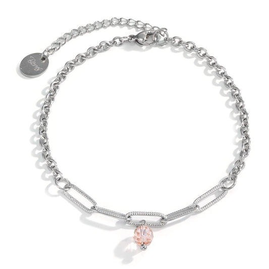 Armbånd Rustfrit stål Zirconia lyserød 19-23.5 cm