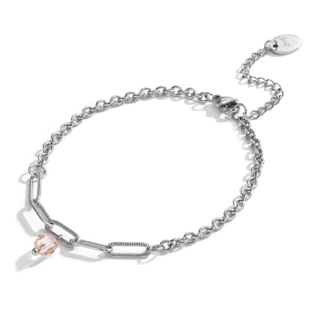 Armbånd Rustfrit stål Zirconia lyserød 19-23.5 cm