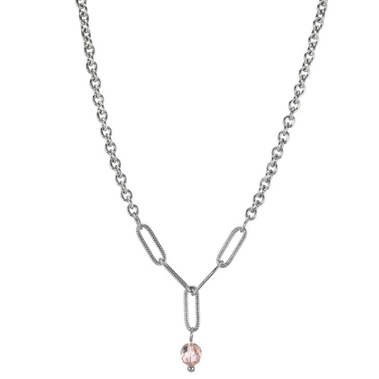 Collier Rustfrit stål Zirconia lyserød 41-45 cm