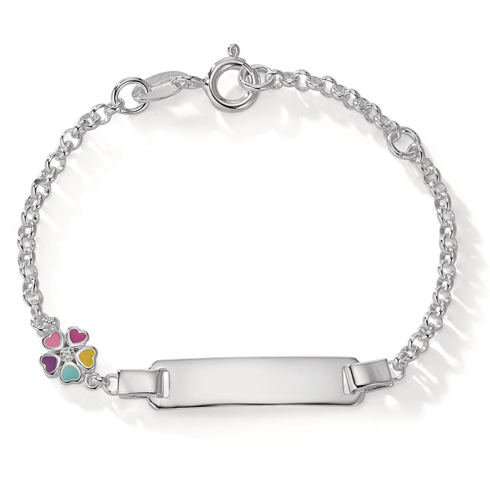 Indgraveret armbånd Sølv Zirconia malet Blomst 12-14 cm