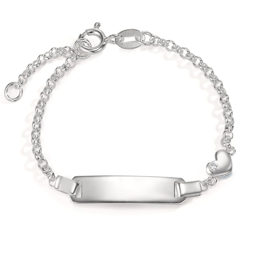 Indgraveret armbånd Sølv Zirconia Hjerte 12-14 cm