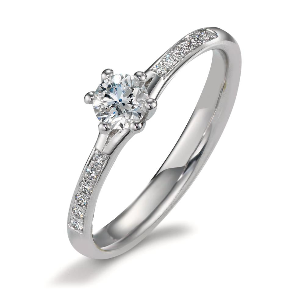Solitaire ring 950 platin Diamant 0.364 ct, 13 Sten , w-si, GIA
