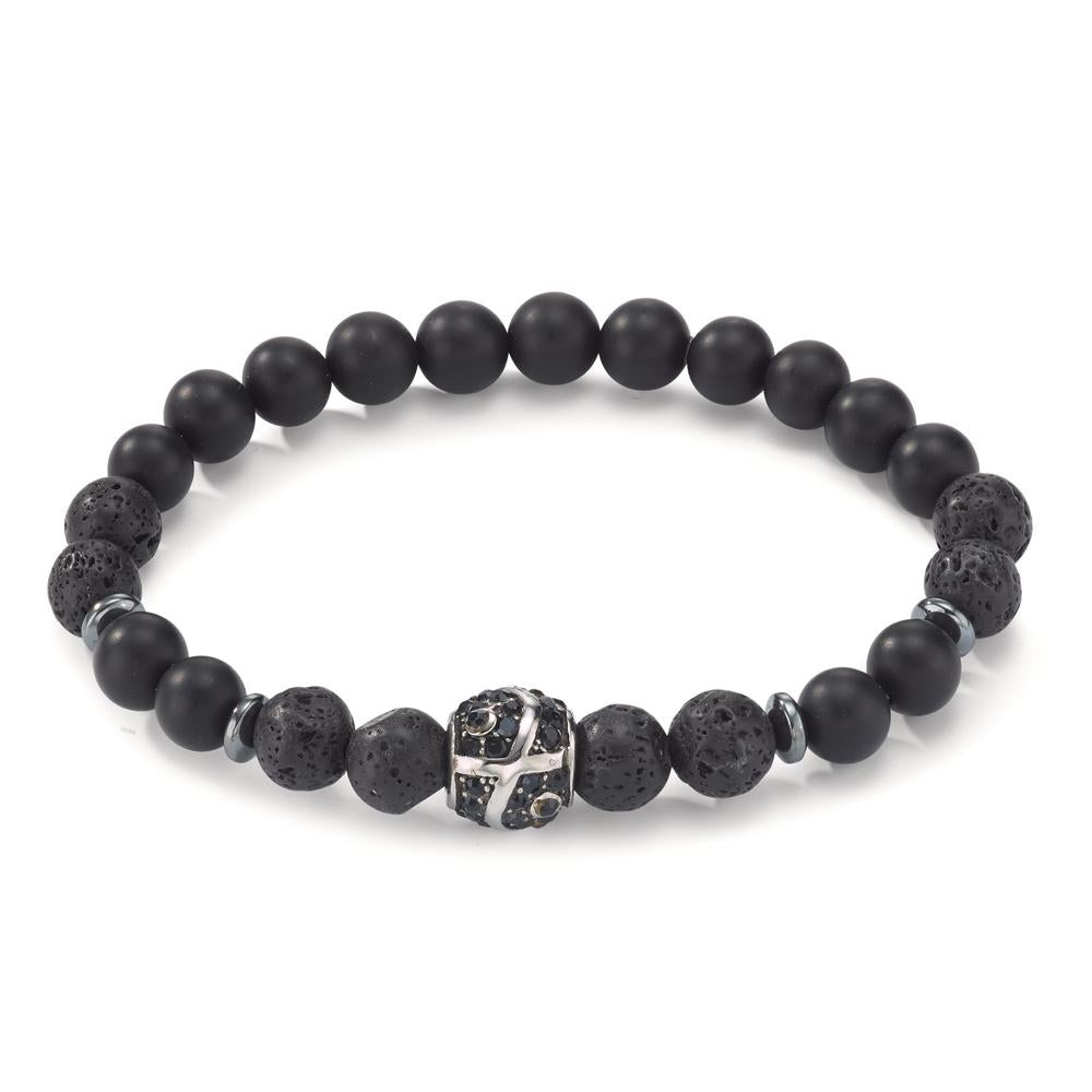 Armbånd Rustfrit stål Onyx sort IP belagt 20 cm Ø8.5 mm