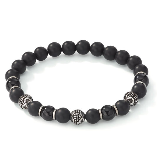 Armbånd Rustfrit stål Onyx patineret 19 cm Ø8 mm