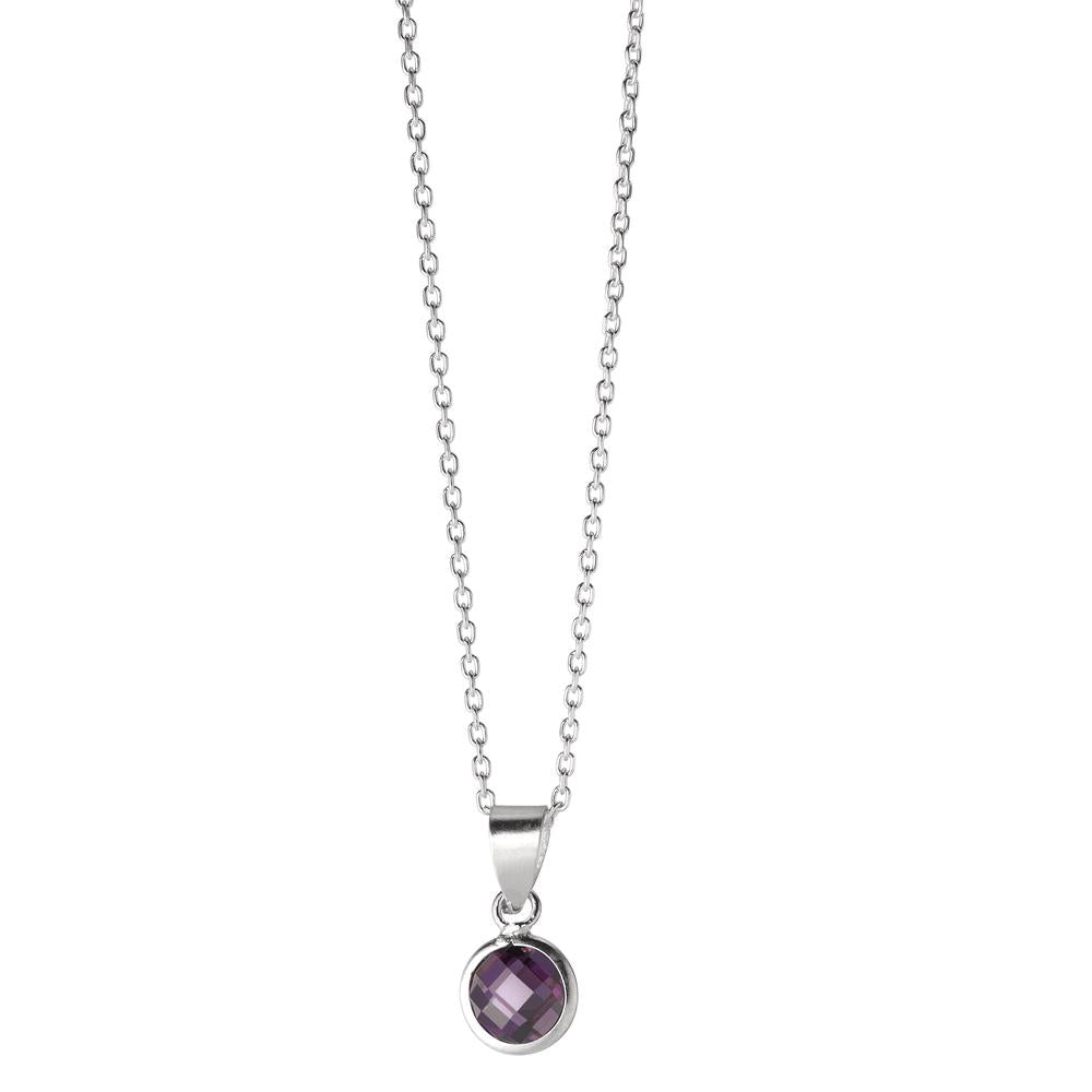 Halskæde med vedhæng Sølv Zirconia violet 40-42 cm Ø6 mm